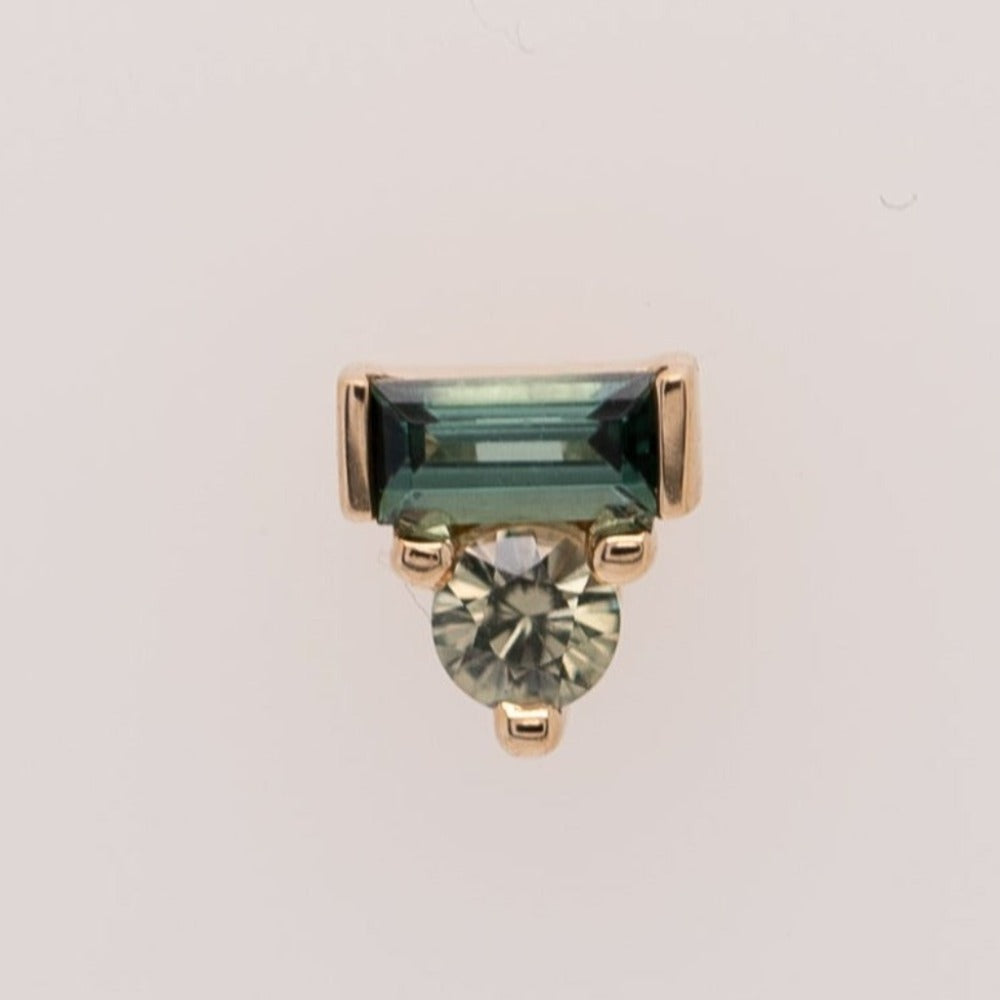 Teal tourmaline and light green Umba sapphire