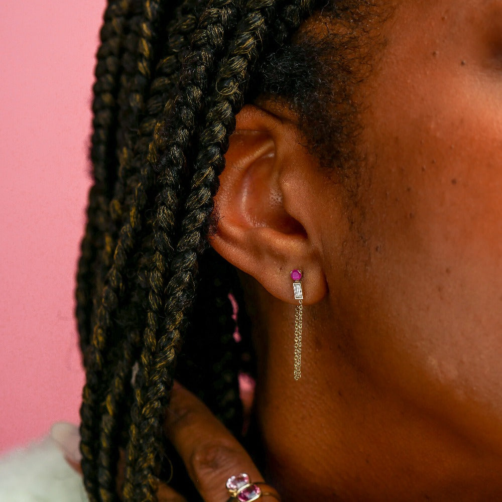 
                  
                    Diamond and Birthstone Chain Earring
                  
                