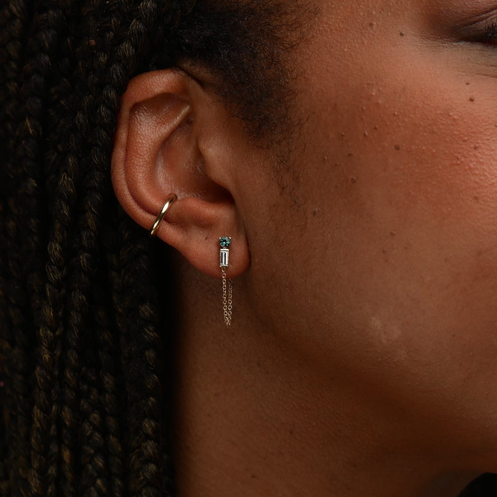 
                  
                    Diamond and Birthstone Chain Earring
                  
                